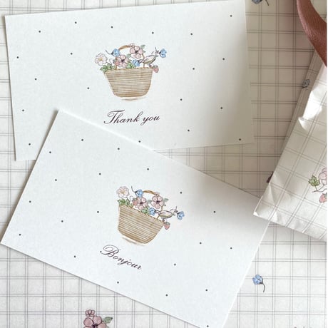M-131 messagecard ★ Panier de fleurs  Thank you/Bonjour   計24枚