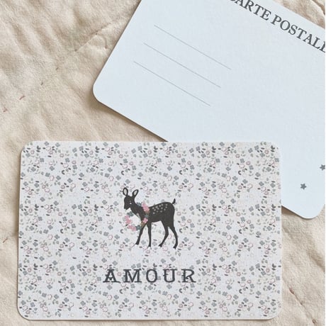 ポストカード ♡ Bambi dans le jardin fleuri