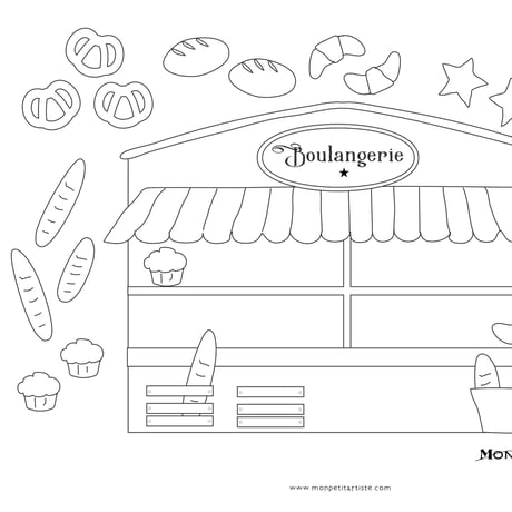 【 PDF】Mon petit Coloriage   パン屋さん  Boulangerie
