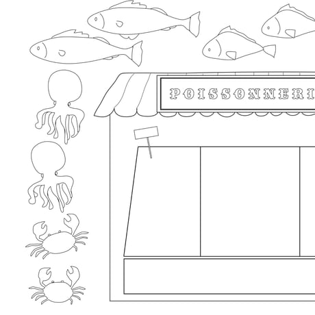 【 PDF 】Mon petit Coloriage   おさかなやさん☆