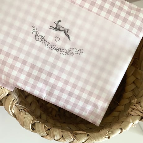 【クリックポスト】 10枚 ★ ラッピングペーパー A3  carreaux rose ギンガムチェック