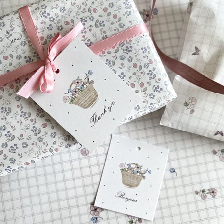 T-63  tag タグ Panier de fleurs♡ Thank you/Bonjour　計20枚