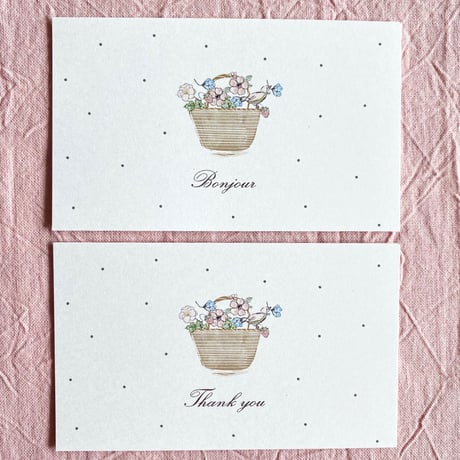M-131 messagecard ★ Panier de fleurs  Thank you/Bonjour   計24枚