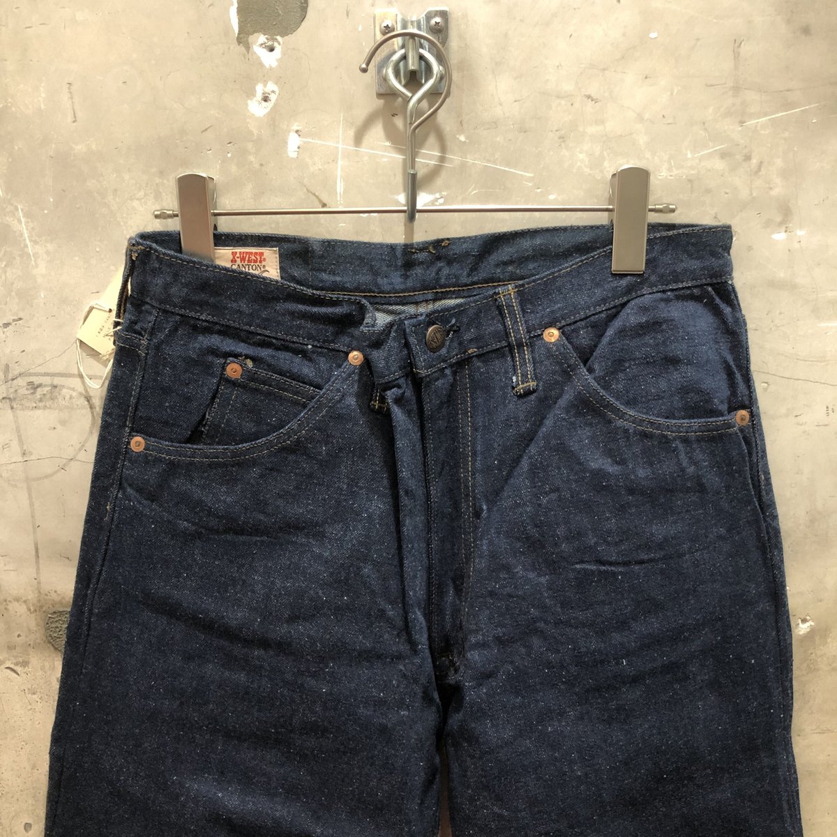 60sビンテージ！X-WEST CANTONデザインジーンズw80ハーレー Canton - 60s USA製 X-WEST CANTON デニム 国産ビンテージ