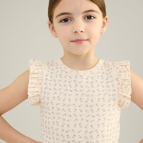 SOOR PLOOM / Frill Tee -  CHICWEED PRINT POINTELLE PANSY