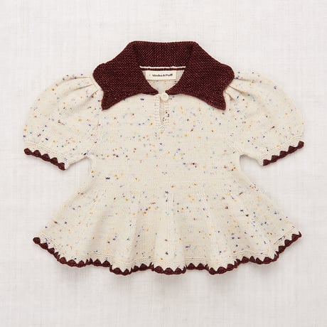 Misha & Puff / Crochet Trim Puff Top - Iris Confetti