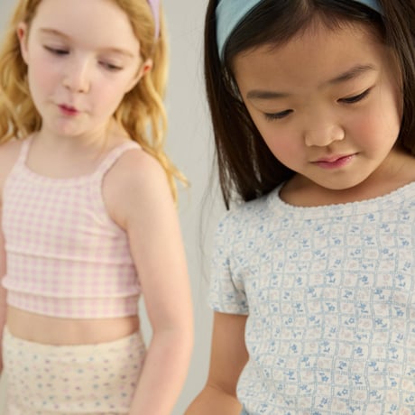 SOOR PLOOM / Pouf Tee - FLOWER PRESS PRINT, AZUL