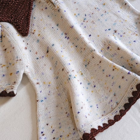 Misha & Puff / Crochet Trim Puff Top - Iris Confetti