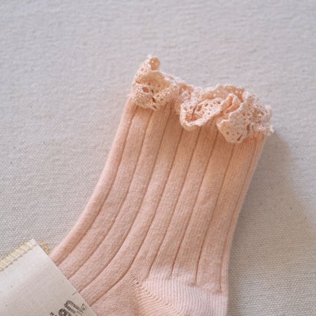 Collégien / Lili Lace Trim Ankle Socks - Sorbet