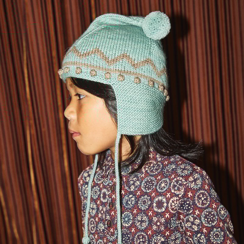 Misha & Puff / Zig Zag Pointy Peak Hat - Sage |