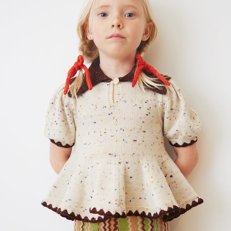 Misha & Puff / Crochet Trim Puff Top - Iris Confetti