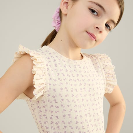 SOOR PLOOM / Frill Tee -  CHICWEED PRINT POINTELLE PANSY