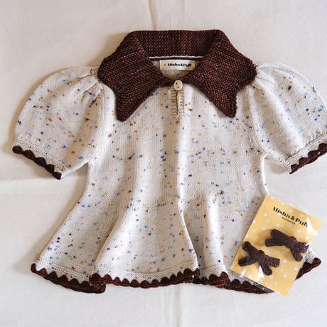 Misha & Puff / Crochet Trim Puff Top - Iris Confetti