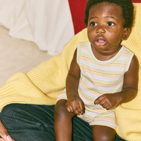 Misha & Puff / BABY TANK ROMPER - MIST AVENUE STRIPE