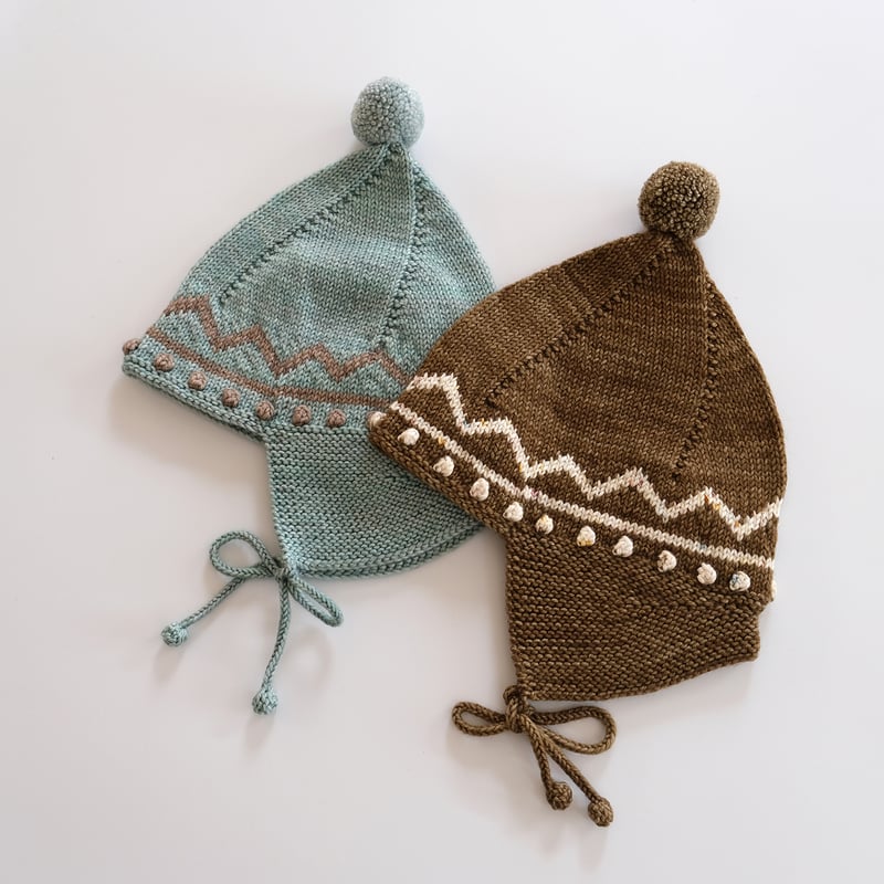 Misha & Puff / Zig Zag Pointy Peak Hat - Sage |