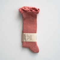 Collégien / Adeline Pointelle Merino Wool Knee-high Socks with Merino Lace Trim - Lychee