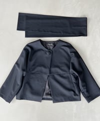 【先行販売開始】黒ギャバ  ストール付きジャケット（high quality Gabardine / no.210））