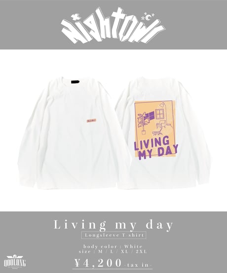 [ NightOwl  ] Living my day Long Sleeve [ホワイト]