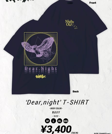 [Night Owl][受注販売]『Dear,Night』T-SHIRT -Navy- ＜9月上旬発送予定＞