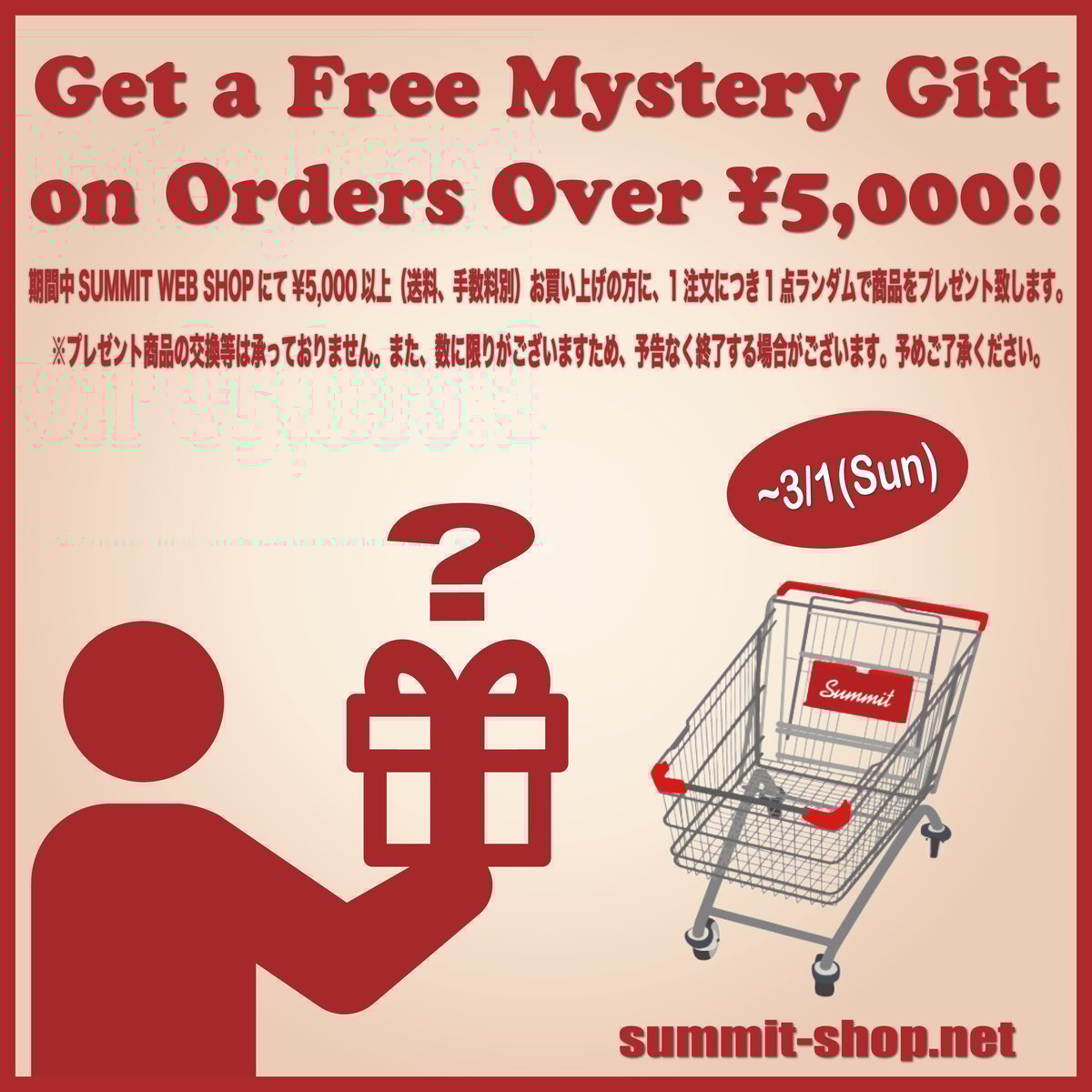 5,000以上ご購入で1点プレゼント。 | SUMMIT Web Shop