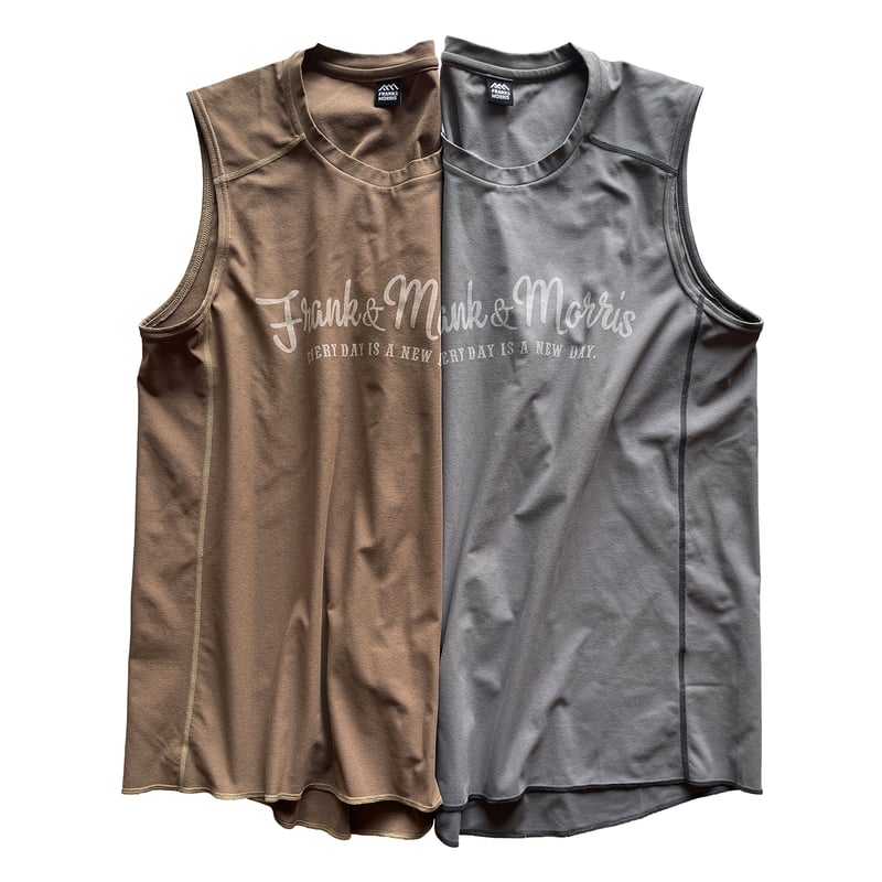 F&M SCRIPT SLEEVELESS BR / GR | FRANK&MORRIS