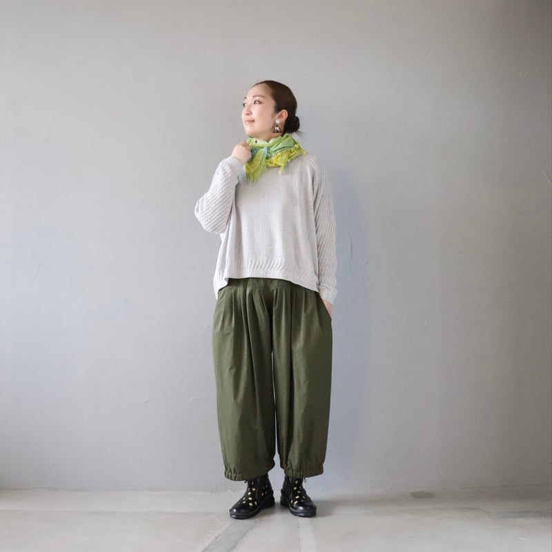クラージュさんにつくってもらったタックワイドパンツ〈カーキ クラージュさんにつくってもらったタックワイドパンツ〈カーキ