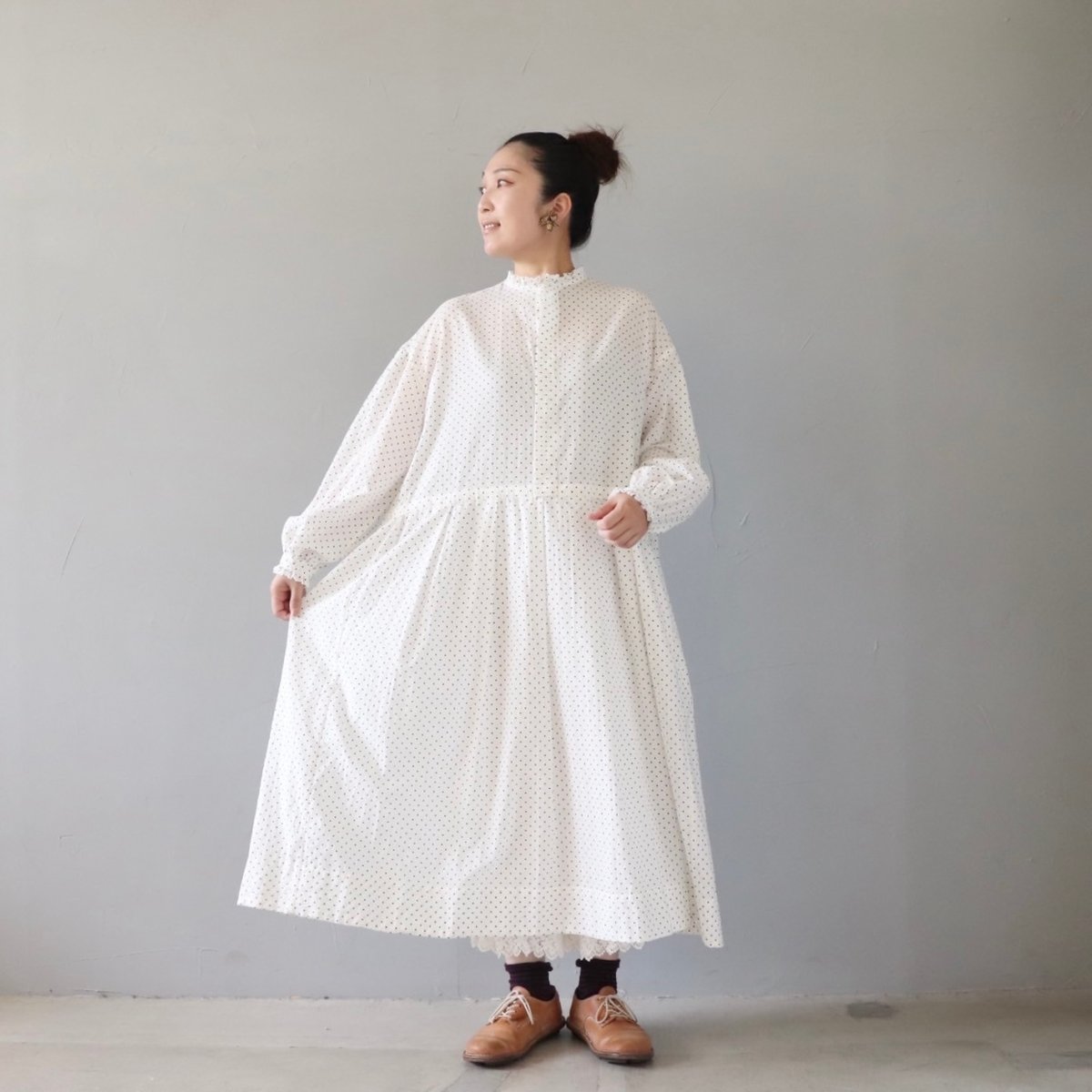 ドットフリルワンピース〈白〉【Véritécoeur】 | ZIPANG（じぱんぐ）