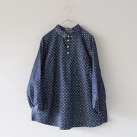 水玉デニムのプルオーバーシャツ〈ネイビー〉【CO's×ZIPANG】