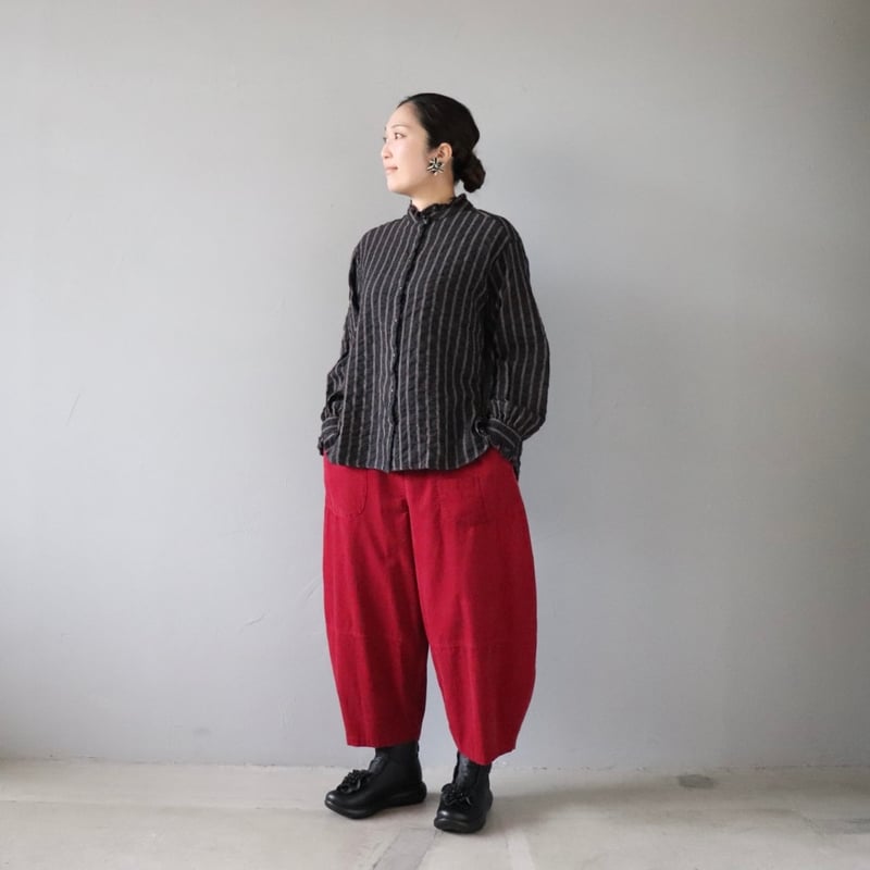赤い細コーデュロイのカックンパンツ【coulage】 | ZIPANG（じぱんぐ）