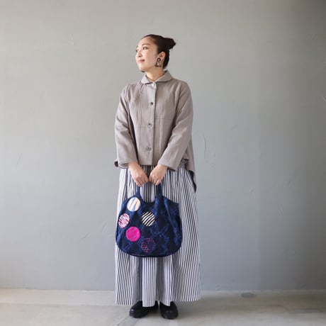 Colorful dots zomia 2way bag〈ネイビー〉【TOMOO DESIGNS】