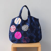 Colorful dots zomia 2way bag〈ネイビー〉【TOMOO DESIGNS】