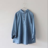 水玉デニムのプルオーバーシャツ〈サックスブルー〉【CO's×ZIPANG】