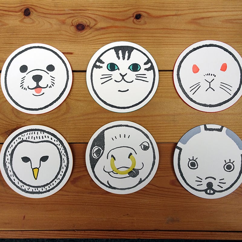 KPM043 どうぶつ丸型カード ねこ | PRIMART DESIGN STORE