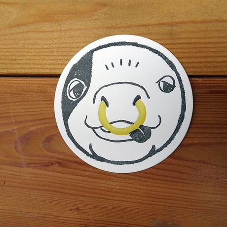 KPM043　どうぶつ丸型カード　うし