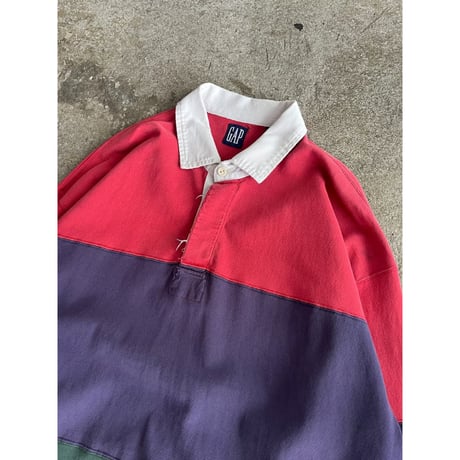 90s "GAP" multi color damaged rugby shirt