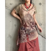 00s all patterned see-through dress