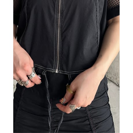 00s mesh switching design zip up tops