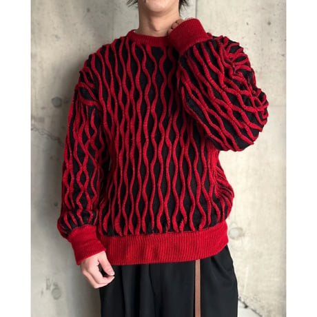 80s~90s 3D knit sweater