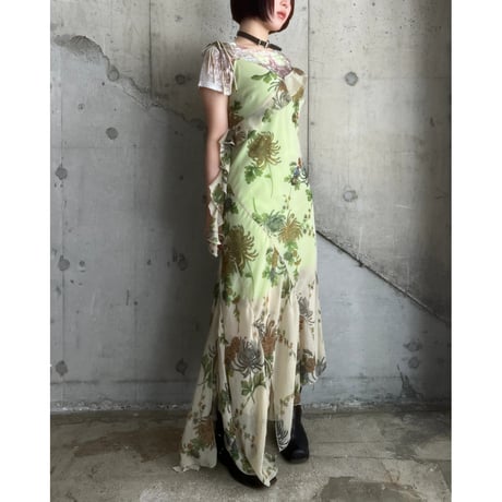00s flower patterned see-through dress