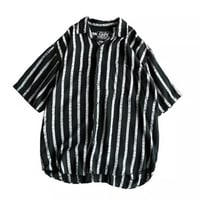 80s "CAFE'" stripe patter rayon shirt