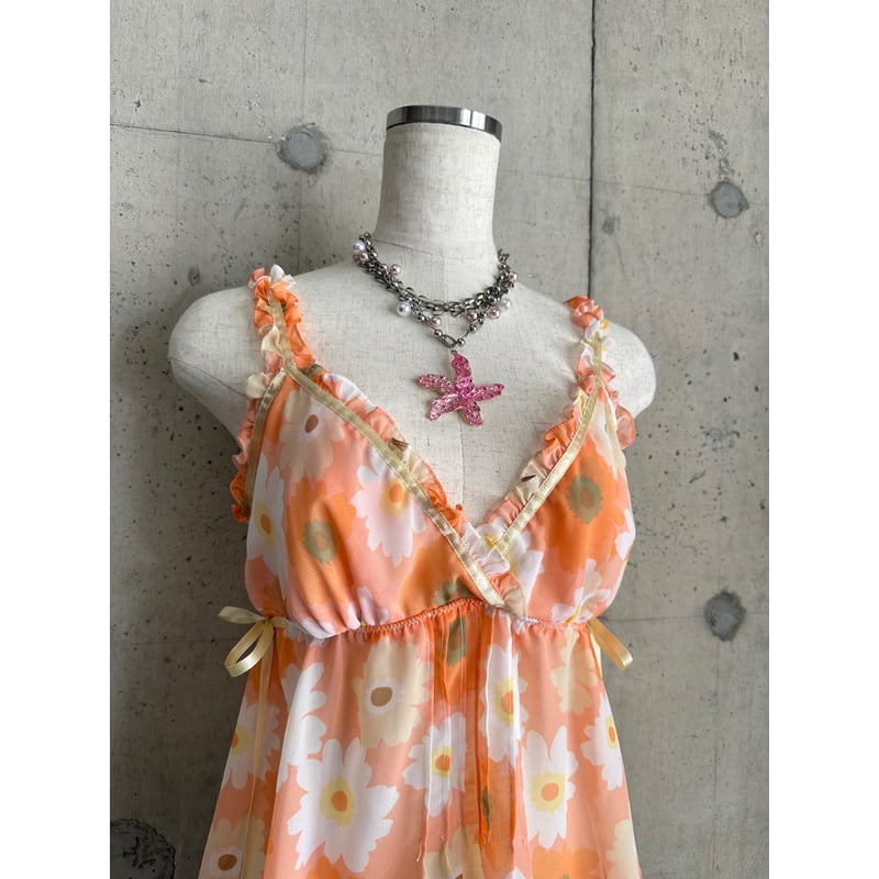 トップス S flower taped camisole the red thread THEREDTHREAD / ザレッドスレッド】S flower taped camisole