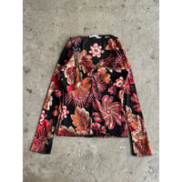 00s ribbon & flower patterned see-througn tops
