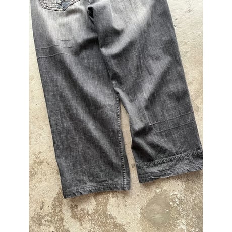 90s "Pepe jeans" camo pattern switching design wide denim pants