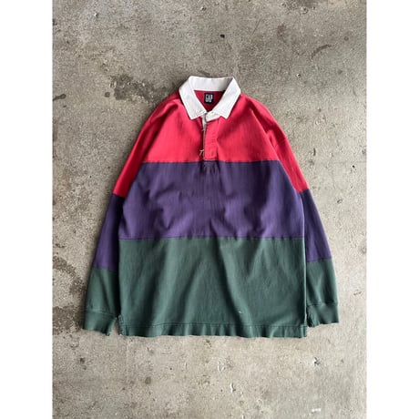 90s "GAP" multi color damaged rugby shirt