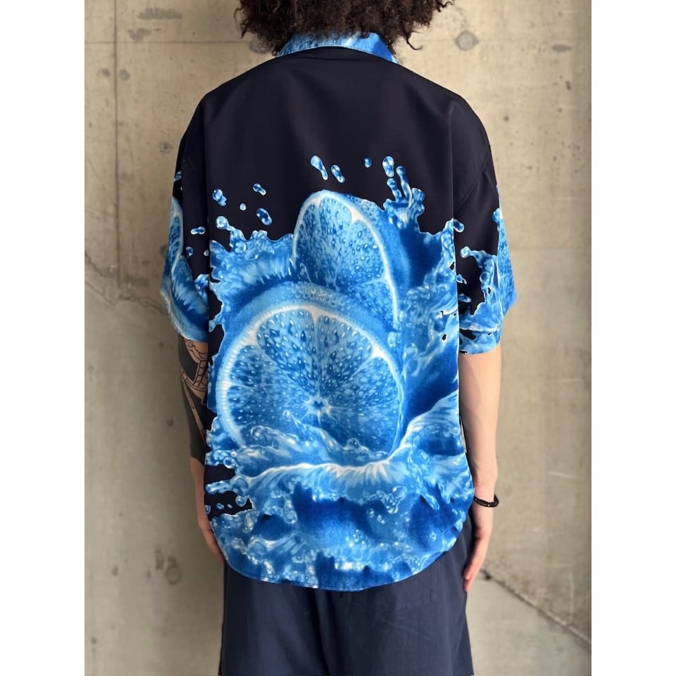 akinyan　激レア❣️ sheller ドットシャツオールインワン 90s orange art pattern open collar shirt | KINS