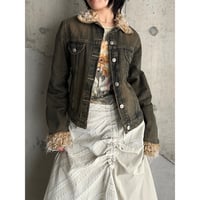 00s fake fur switching denim jacket