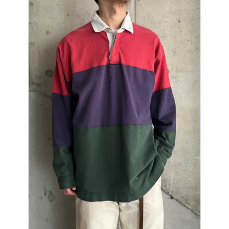 90s "GAP" multi color damaged rugby shirt