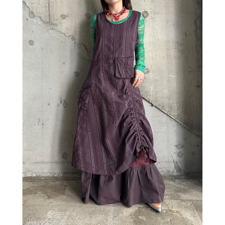 00s layered design long dress