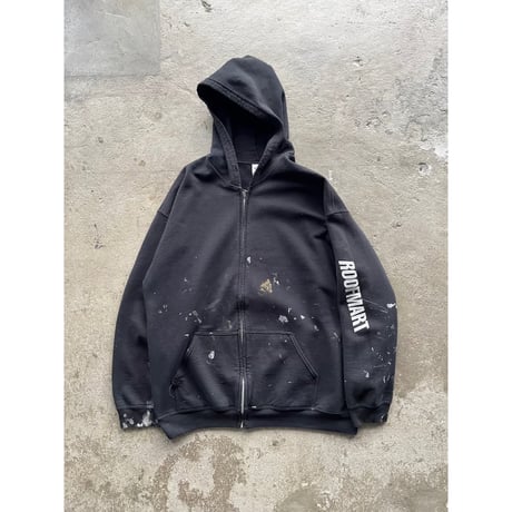 00s~ “ROOF MART” painted sweat zip up hoodie