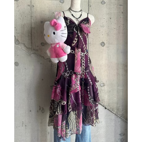 00s baroque patterned see-through tiered dress